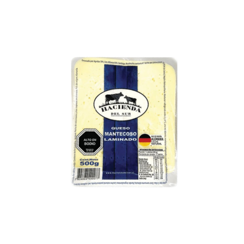 Queso mantecoso lamino Hacienda 500g  20 unidades