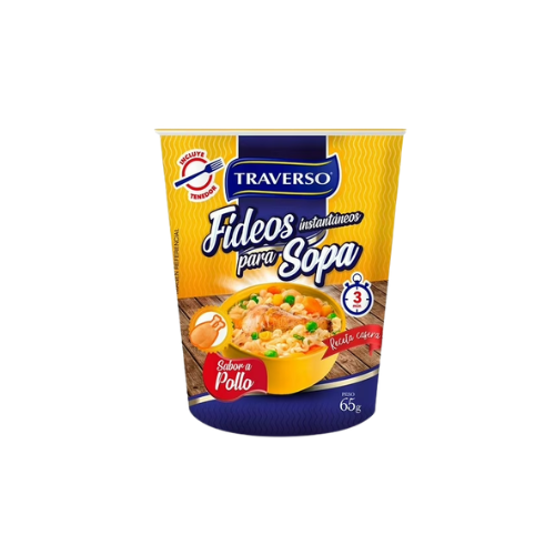 Sopa instanntanea de pollo Traverso Pote 65g 12 unidades